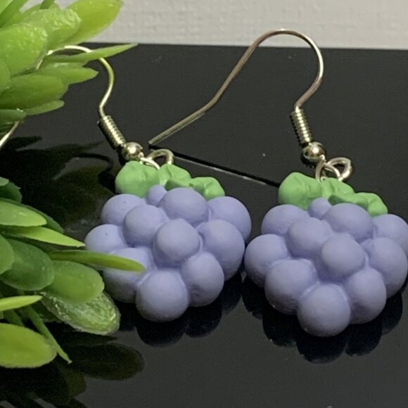 Grapes Earring, Fruit Earring, Funny Food Earring, Gift Idea, Fruit Jewelry - Picture 2 of 6